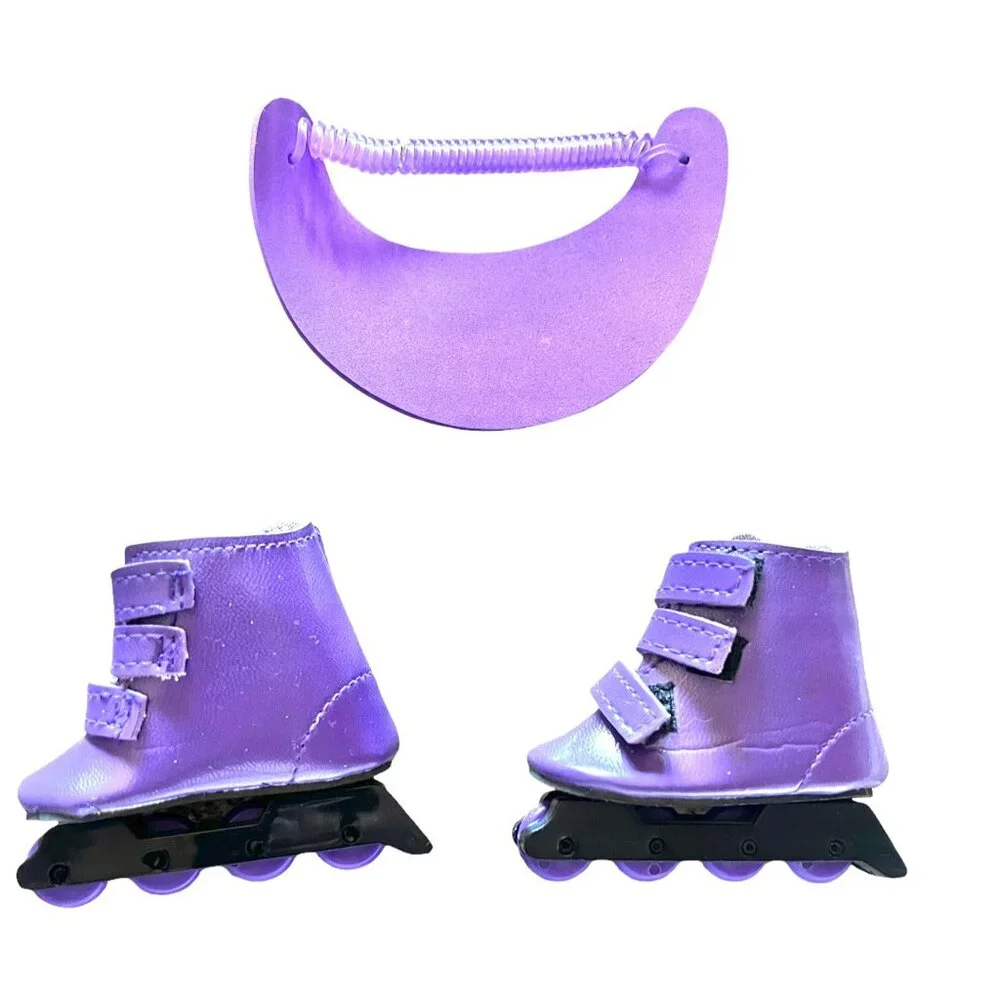 Doll’s purple Rollerblades & Visor Fits 18” Doll